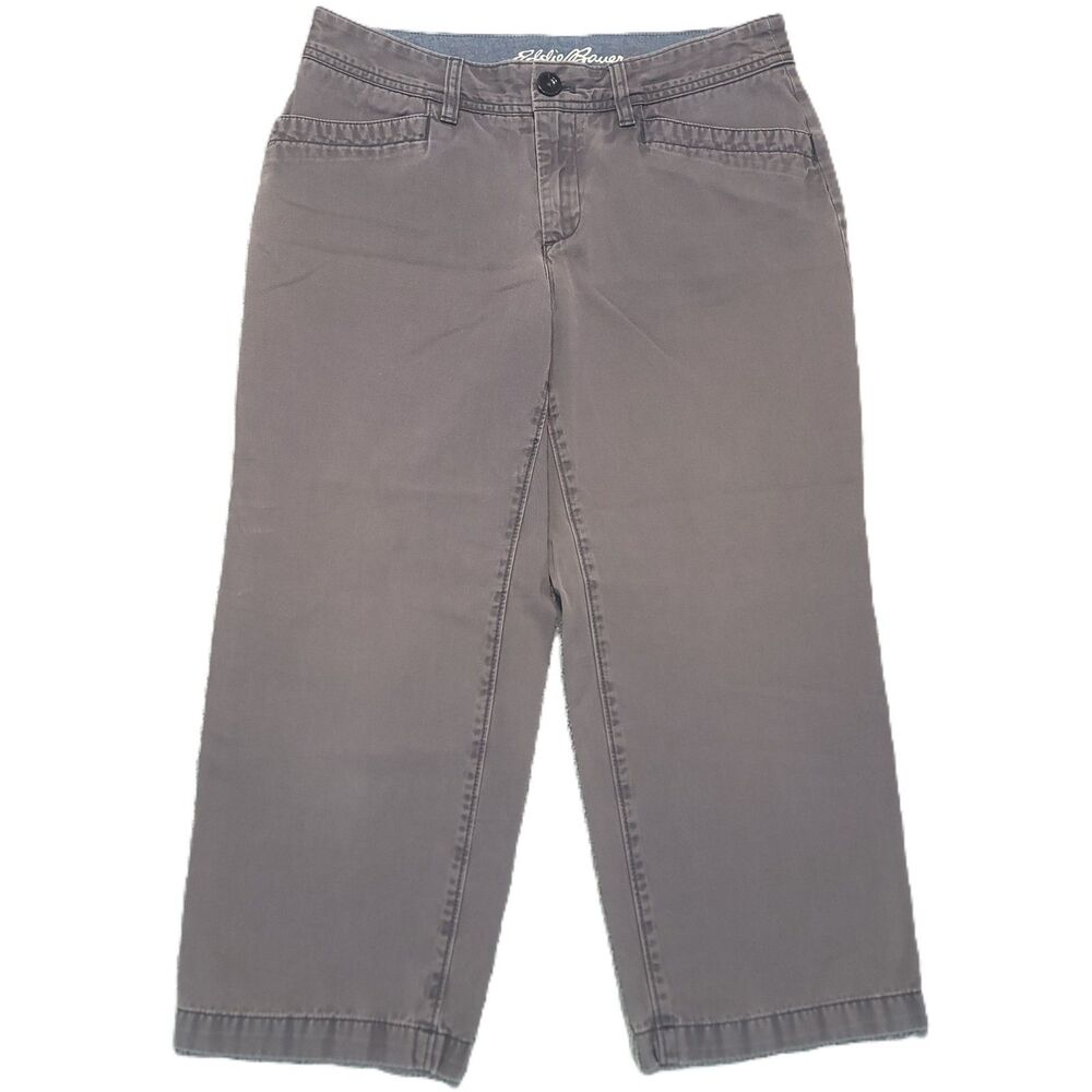 Eddie Bauer Legend Wash Capris Women's 6 Mid Rise Gray Cropped Pants